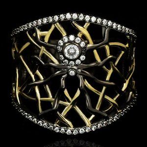 Gothic Spider Black Gold Ring 925 Silver Arachnid Statement Cocktail Siz…